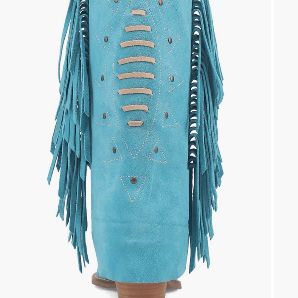 Dingo Turquoise Fringe Cowboy Boots - Picture 7 of 10